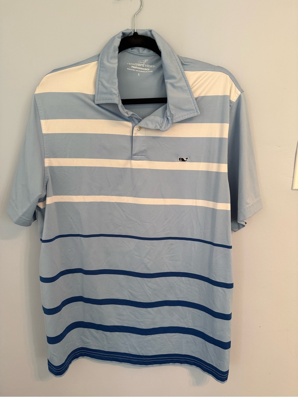 Vineyard Vines Light Blue Striped Polo Shirt Sz L